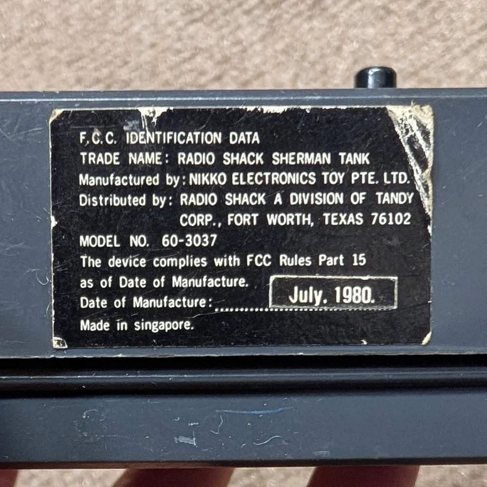 Vintage 1980 Radio Shack Sherman Tank Radio Controller